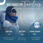 Double-Support Travel Neck Pillow in blue, view 9