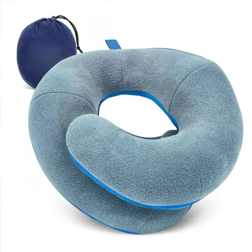 Double-Support Travel Neck Pillow in blue