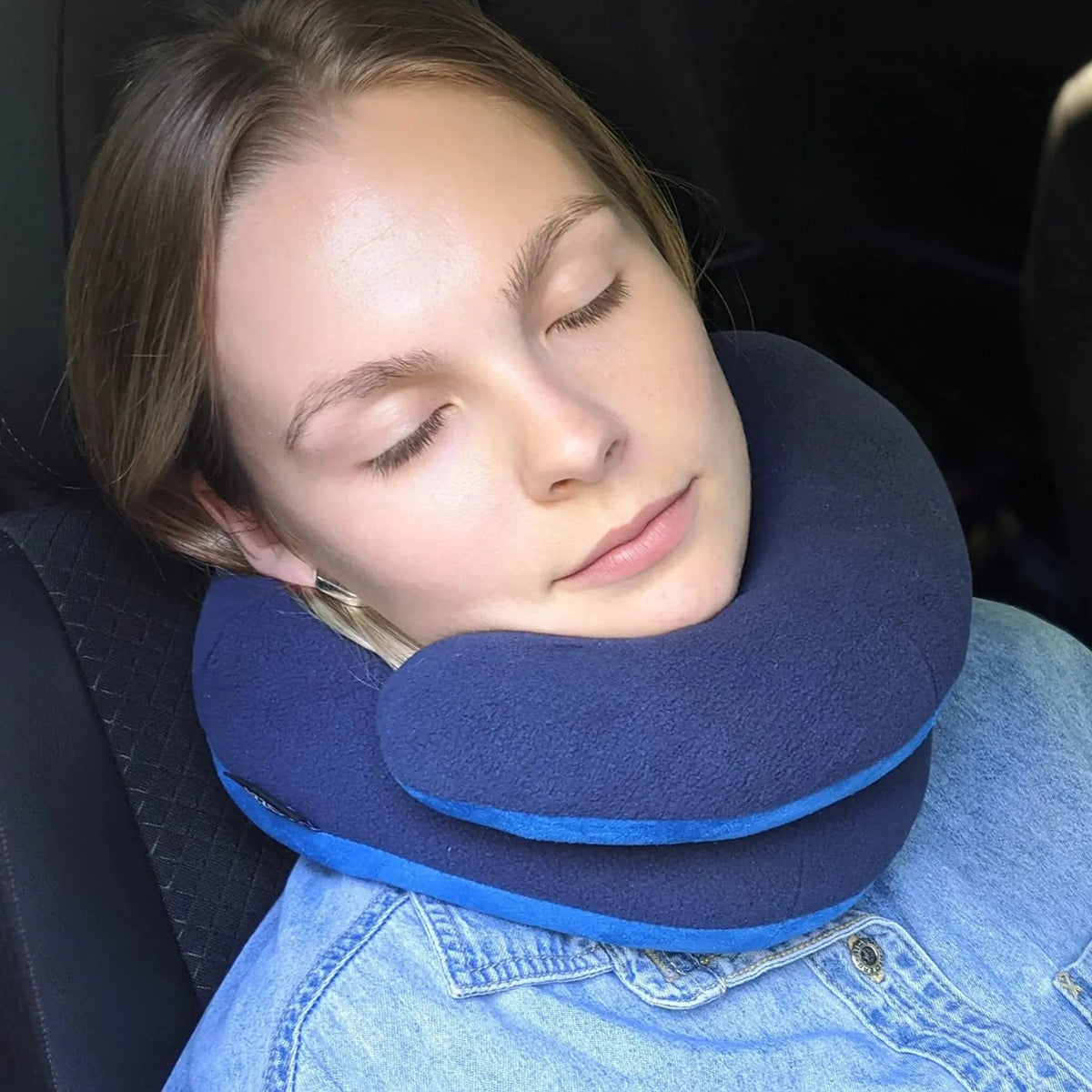 Double-Support Travel Neck Pillow in blue, view 6