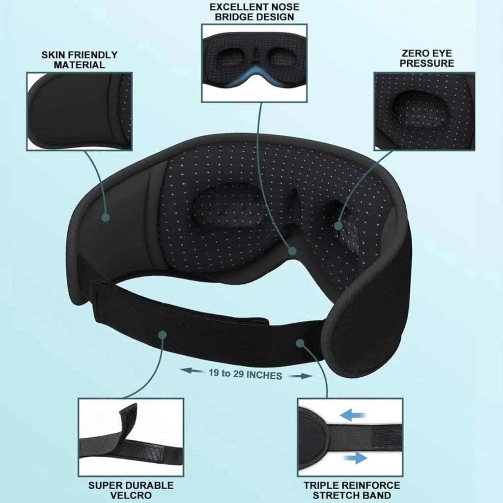 Bluetooth Sleep Mask with Headphones 3D Contoured Design