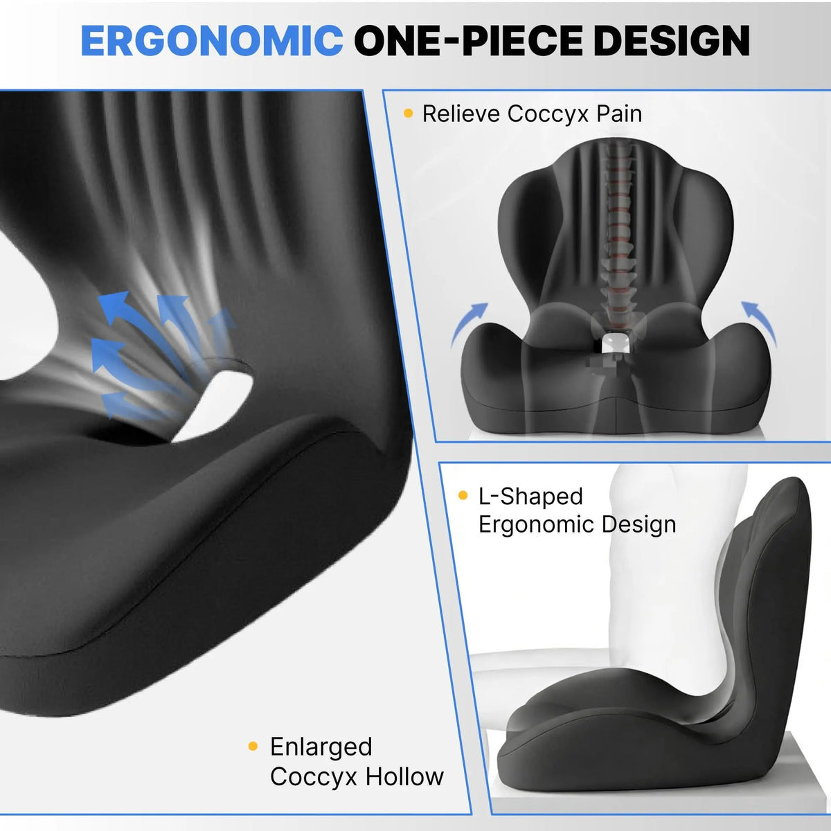 Memory Foam Seat Cushion with Back Support