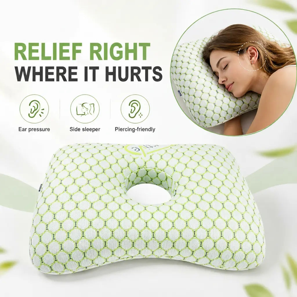 Ear Piercing Donut Pillow for Side Sleepers